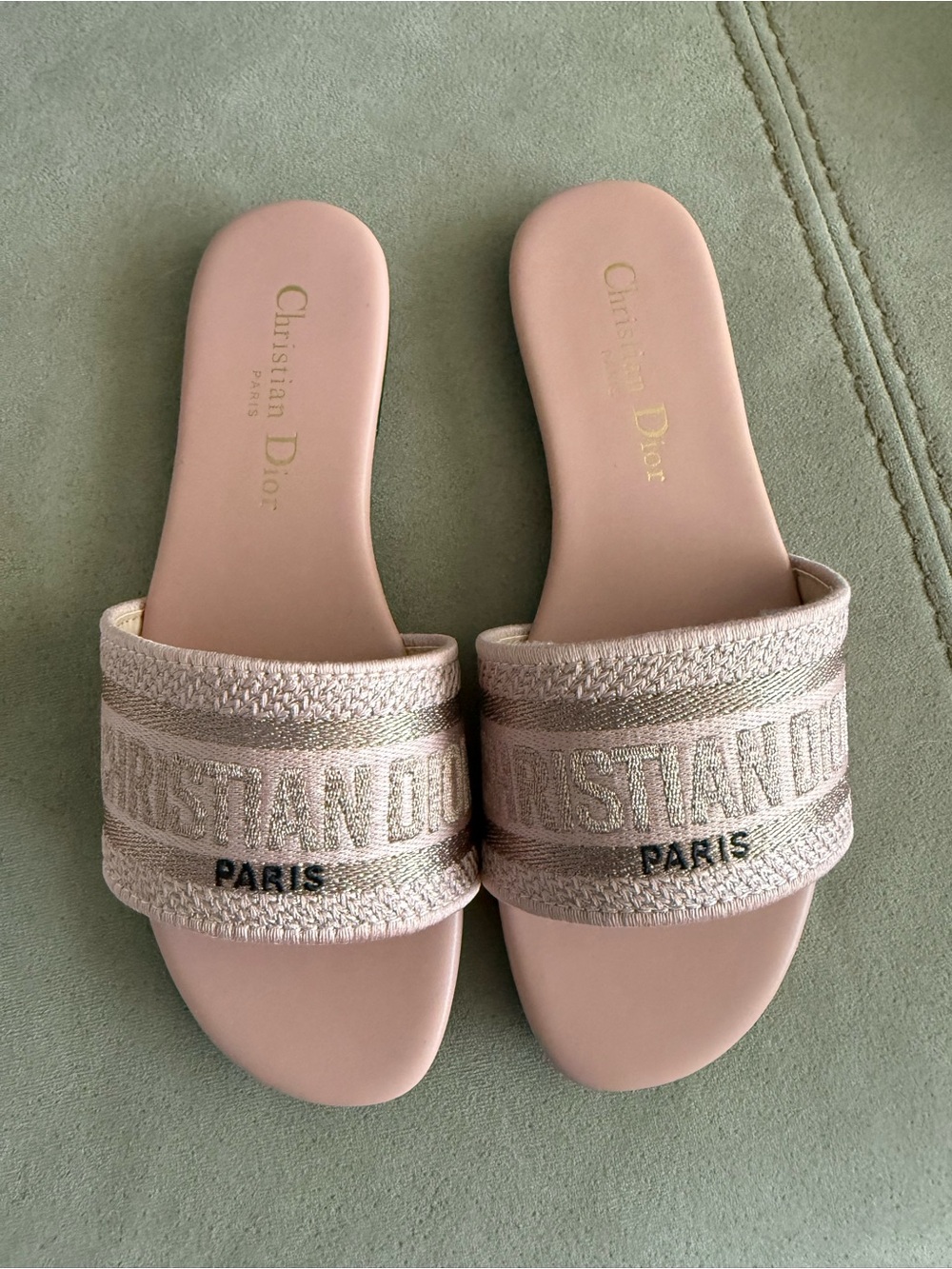 Unlisted Women's Pale Pink Embroidered Slide Sandals